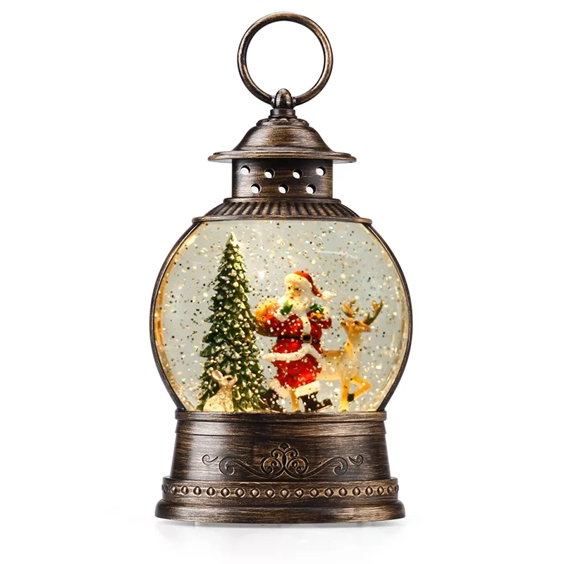 Julemanden og Elk Christmas Snow Globe Lanterne