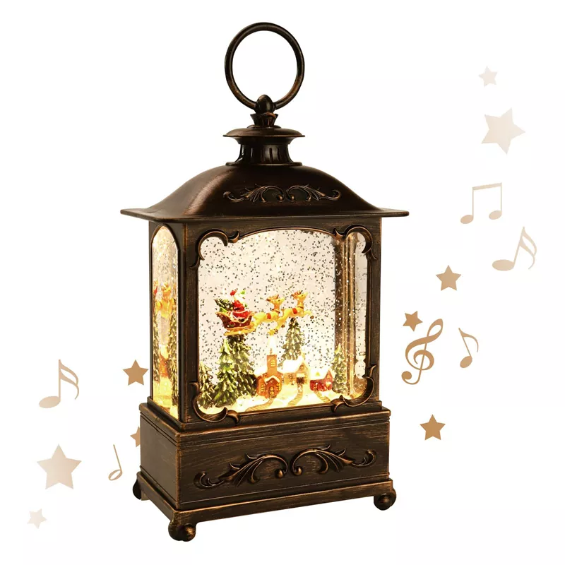 To Elk Christmas Snow Globe Lantern